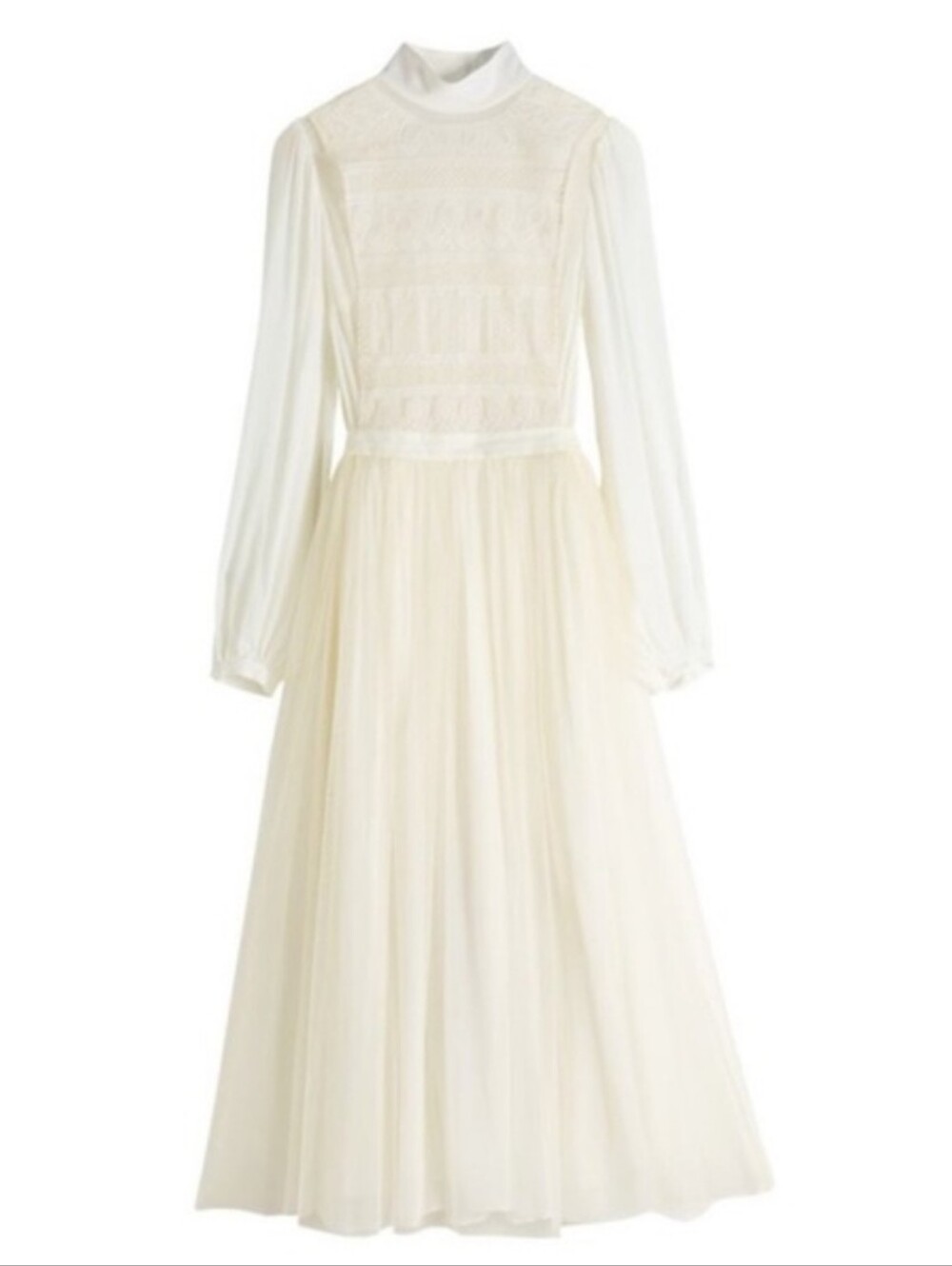 & Other Stories Capsule Collection Ivory Lace Sheer Midi Dress NWT 0